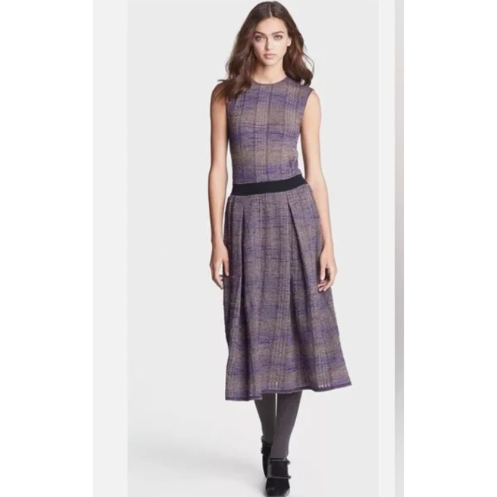 Tory Burch Nadia Knit Midi Dress Size Medium Purple Black